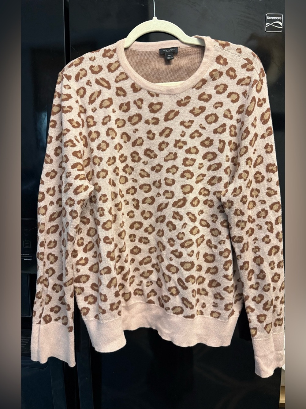 Ann Taylor Factory Women’s Leopard Print Crewneck Sweater - Pink & Brown